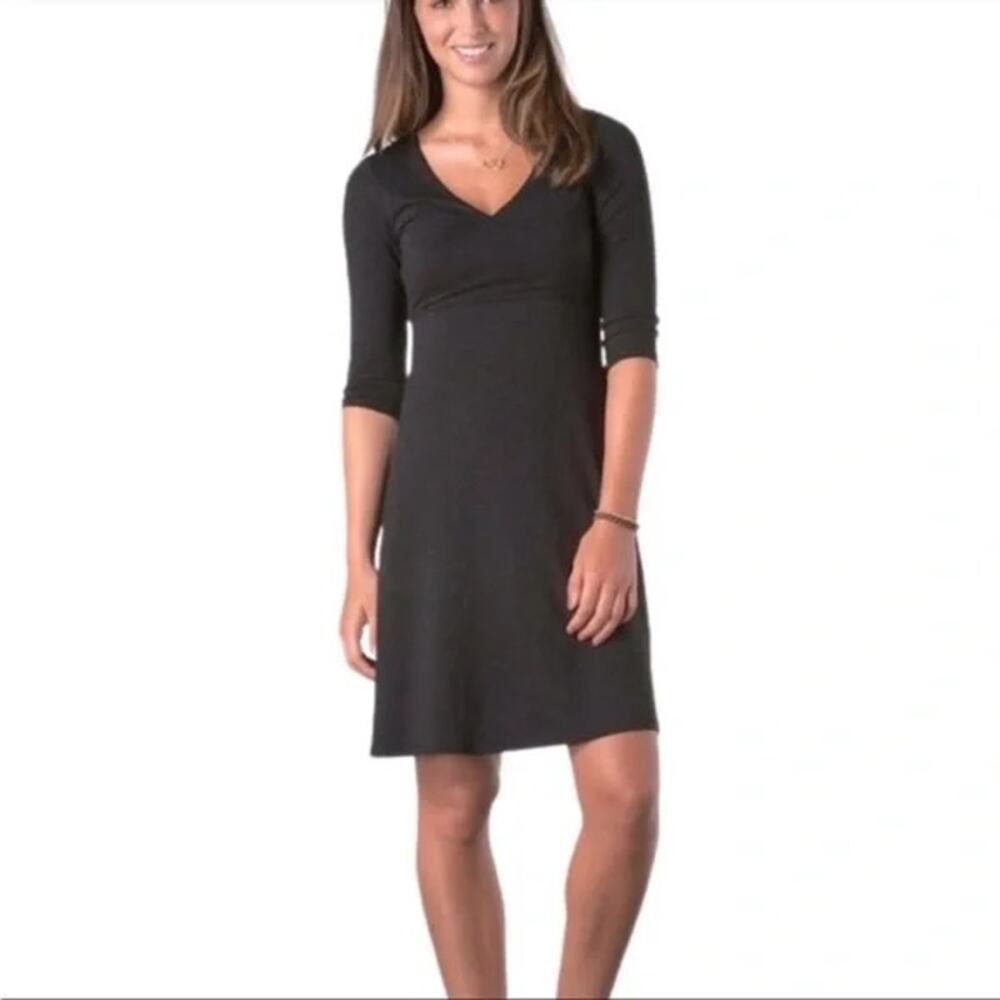 Horny Toad Rosalinda Dress Charcoal Gray V Neck Stretch Empire Women Medium